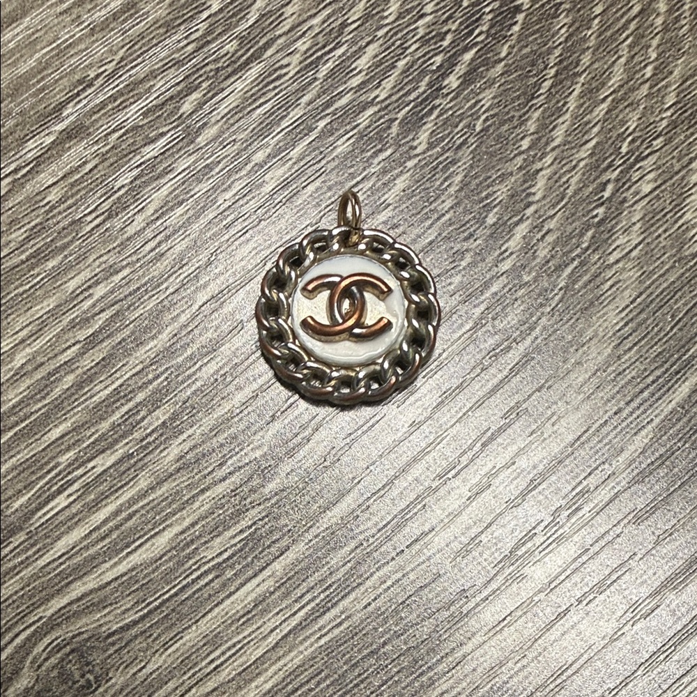 Gold and Silver Chain Button Pendant